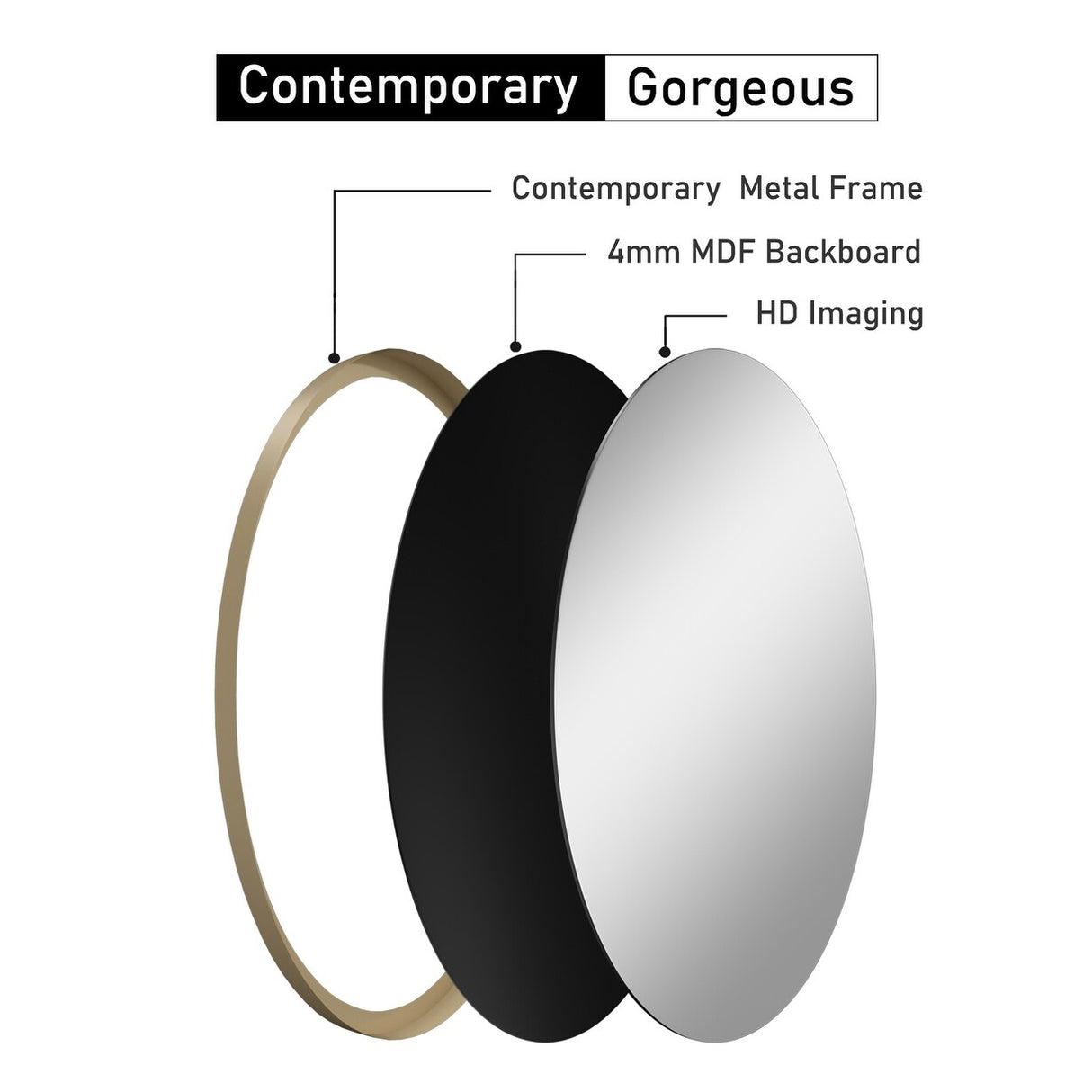 Metal Frame Oval Wall Mirror for Bathroom