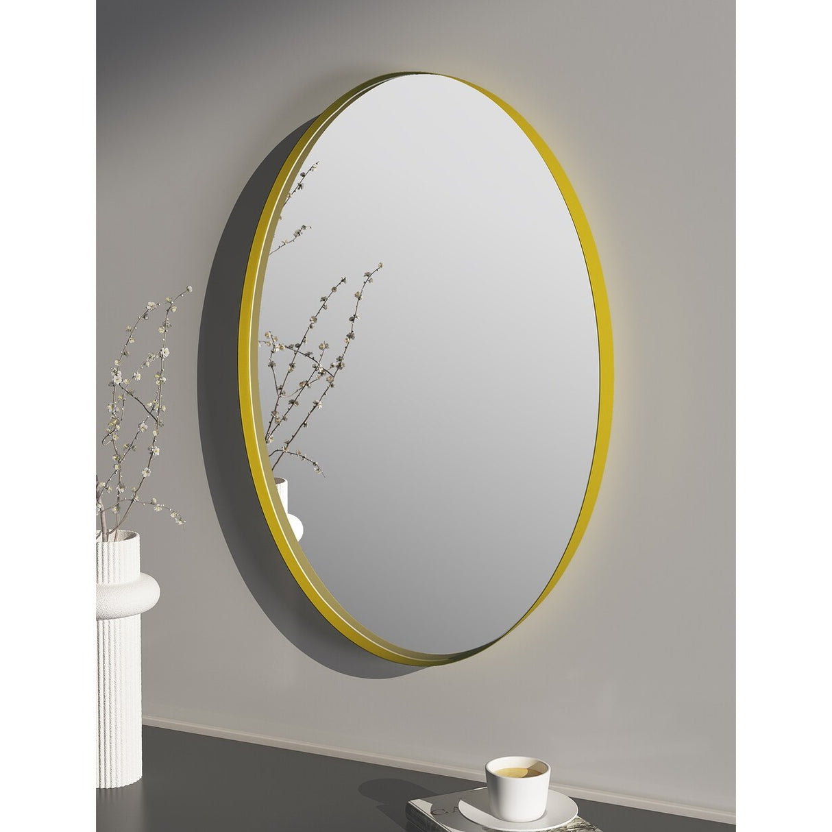 Metal Frame Oval Wall Mirror for Bathroom