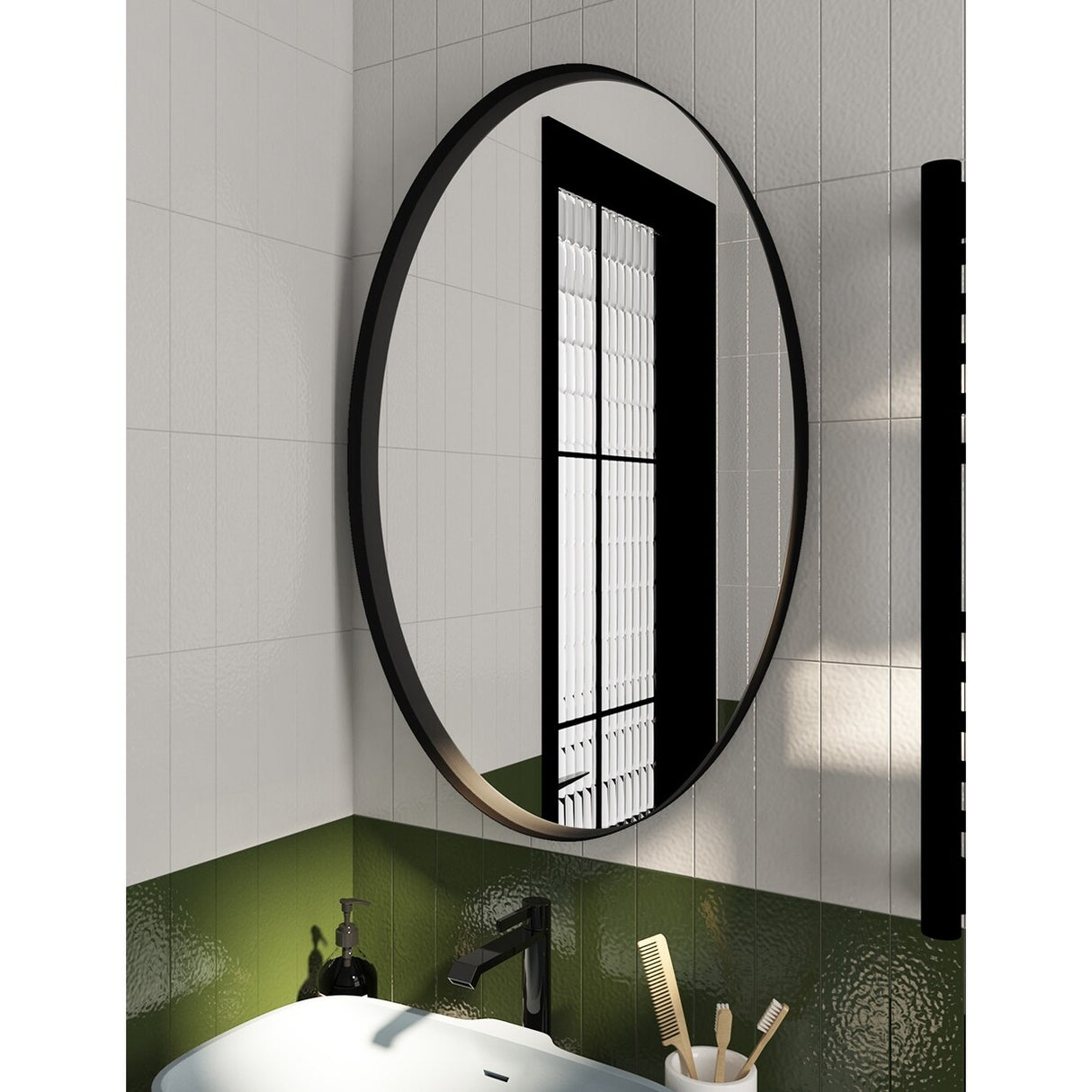 Metal Frame Oval Wall Mirror for Bathroom