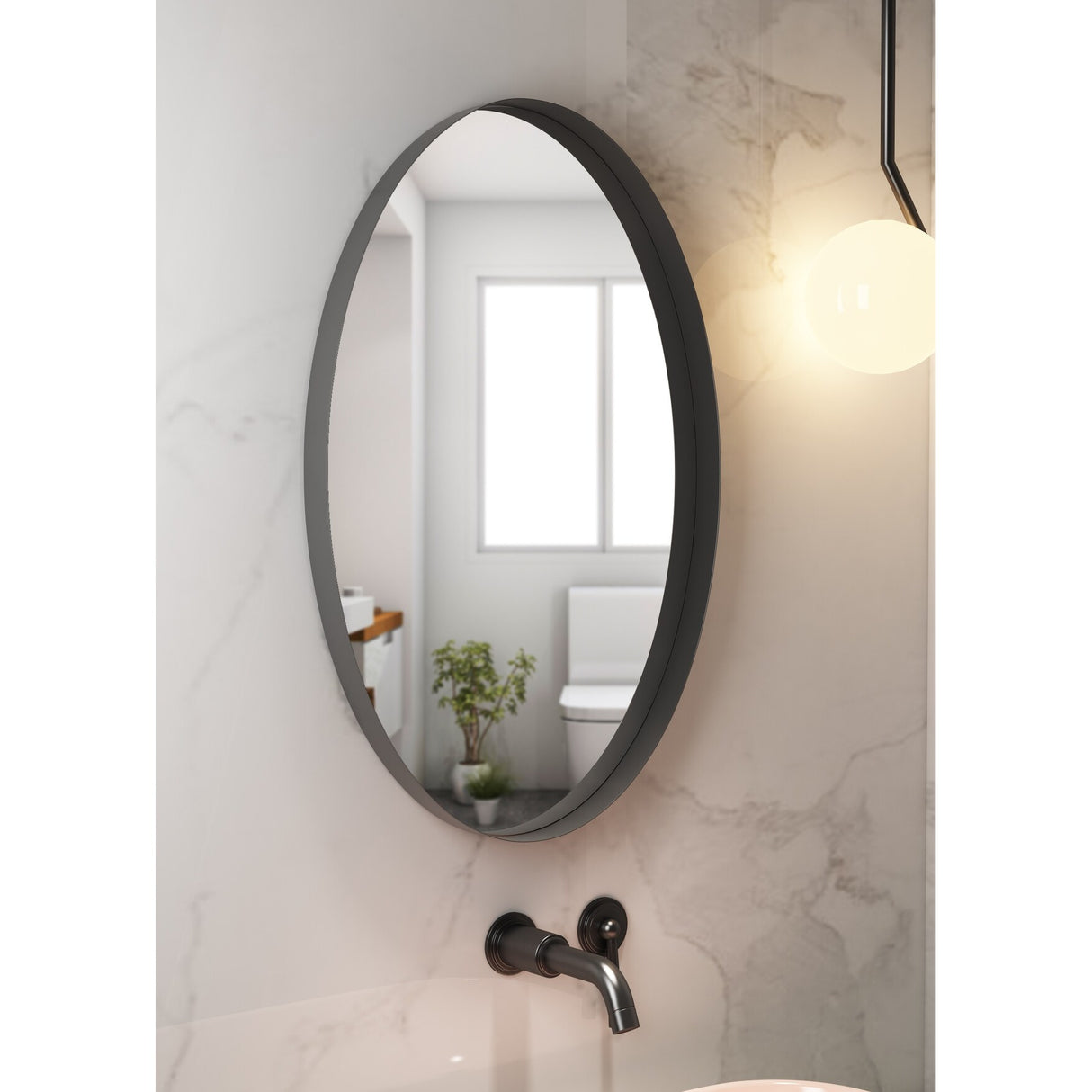 Metal Frame Oval Wall Mirror for Bathroom