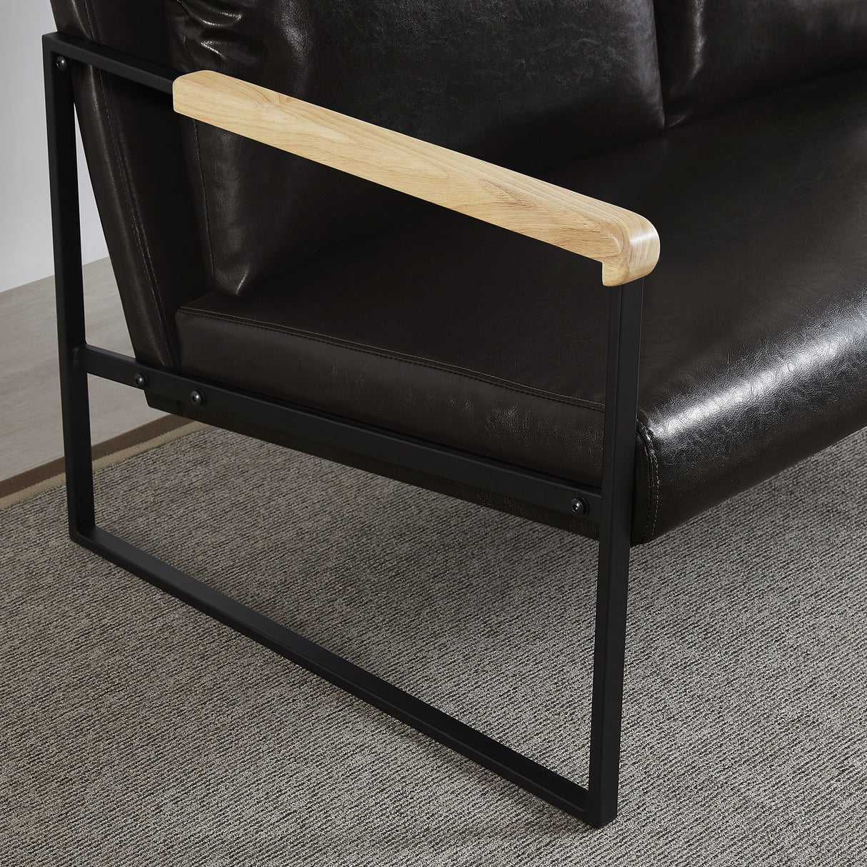 Faux Leather Upholstered Loveseat - 31.10 x 49.60 x 32.30