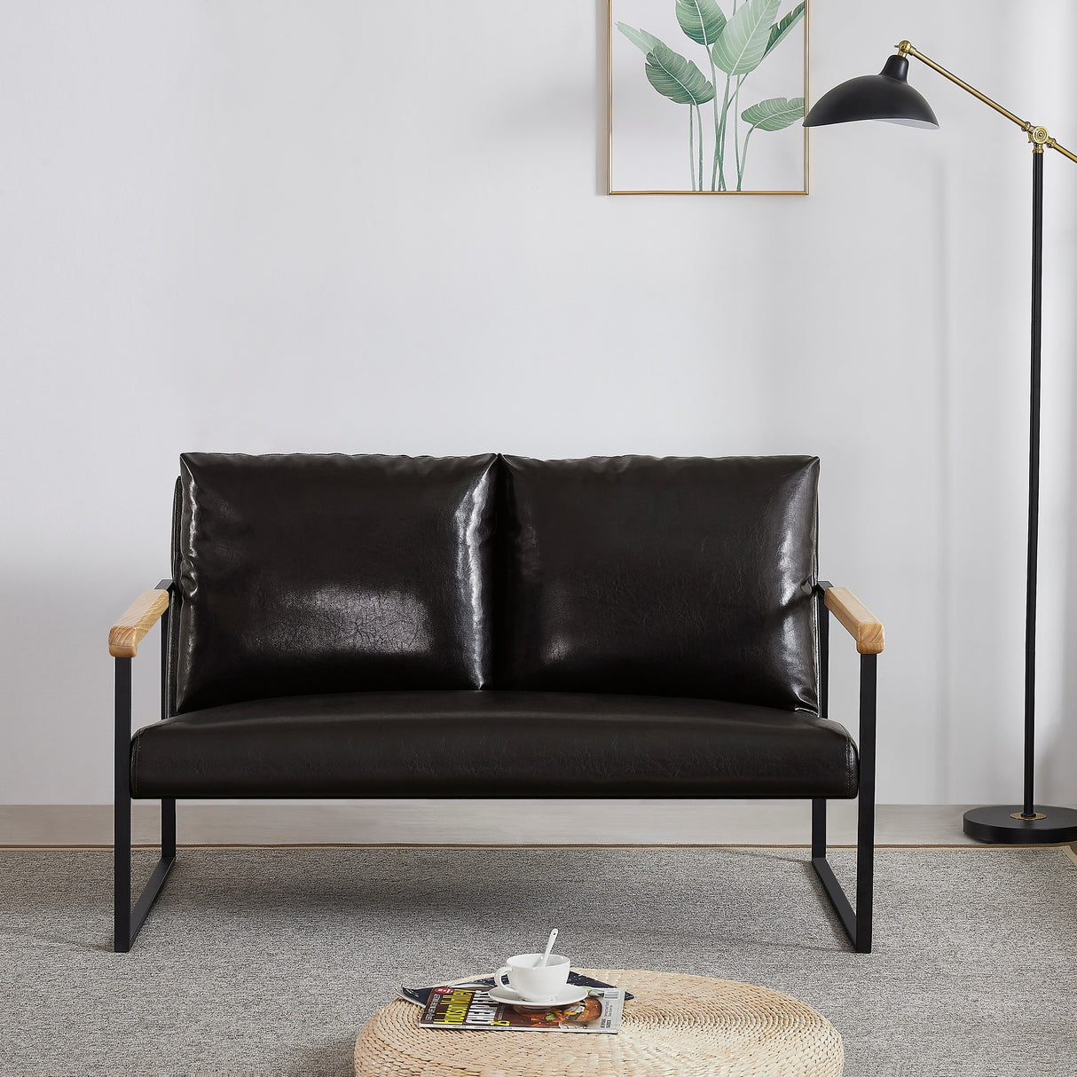 Faux Leather Upholstered Loveseat - 31.10 x 49.60 x 32.30