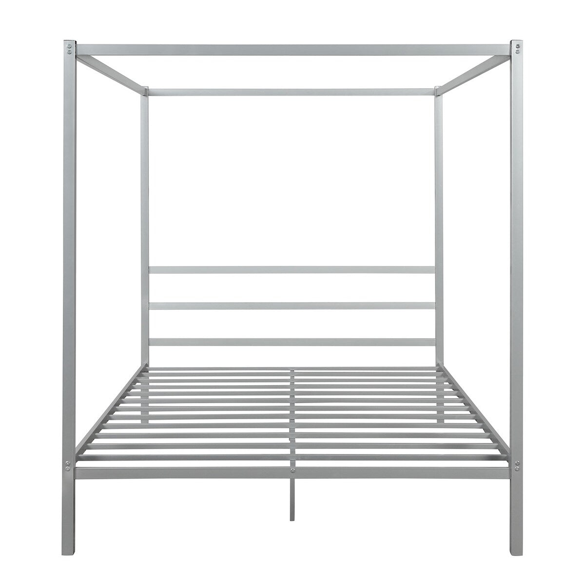 Metal Framed Canopy Platform Bed with Built-in Headboard