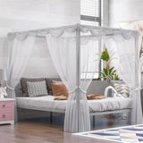 Metal Framed Canopy Platform Bed with Built-in Headboard