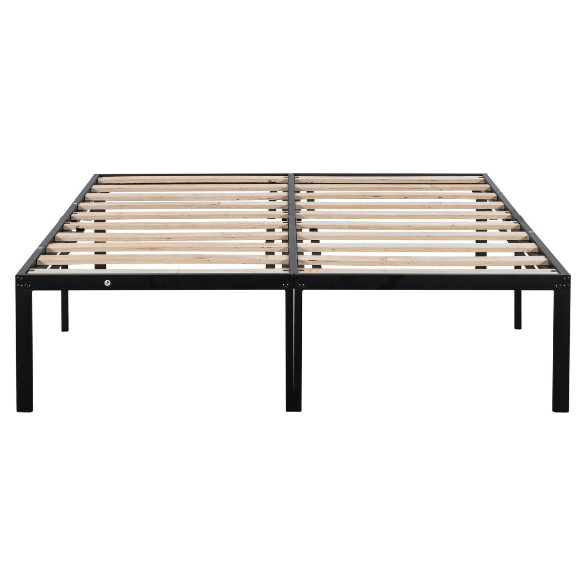 Metal Full Size Platform Bed Frame with Wood Slats and Heavy Duty