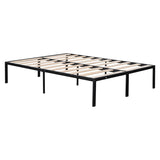 Metal Full Size Platform Bed Frame with Wood Slats and Heavy Duty
