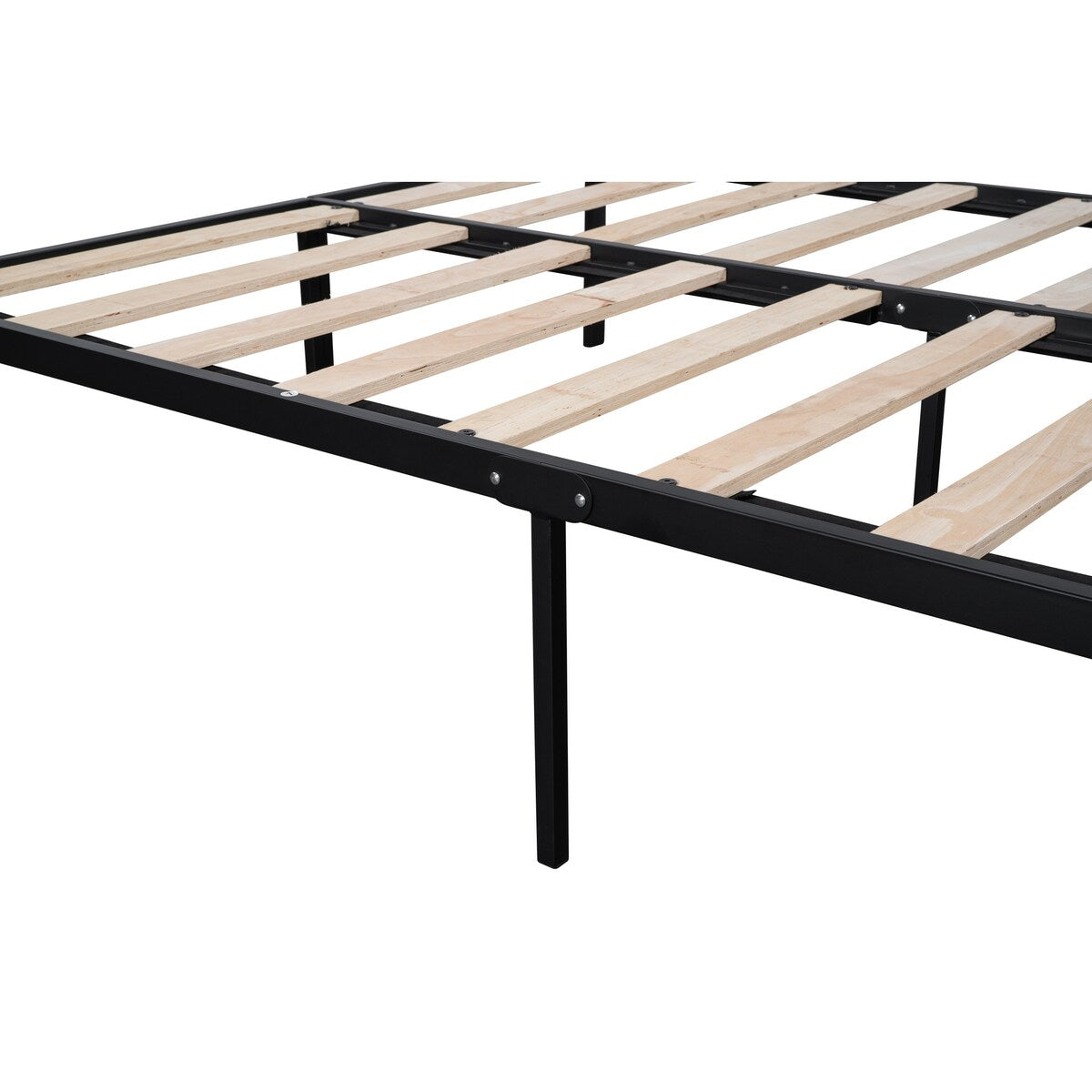 Metal Full Size Platform Bed Frame with Wood Slats and Heavy Duty