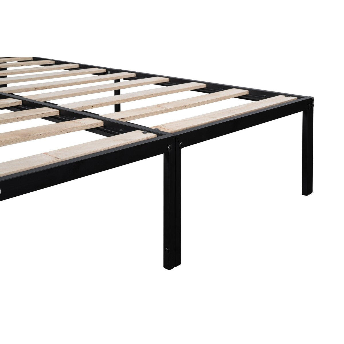 Metal Full Size Platform Bed Frame with Wood Slats and Heavy Duty