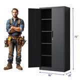 Metal Garage Storage Cabinet Tool Steel with Doors and 4 Shelves