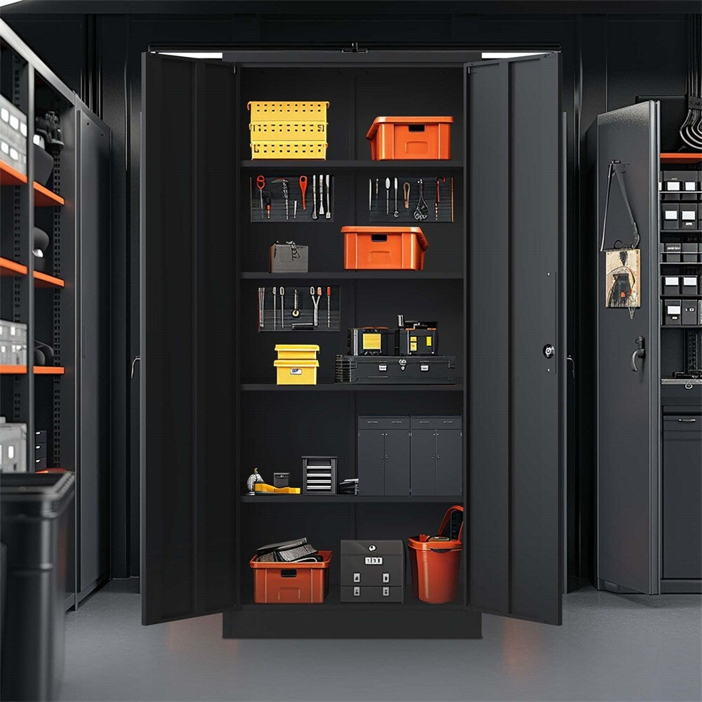 Metal Garage Storage Cabinet Tool Steel with Doors and 4 Shelves