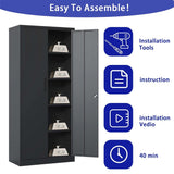 Metal Garage Storage Cabinet Tool Steel with Doors and 4 Shelves