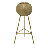 Metal Garden Decoration in Gold Metal 13in L x 13in W x 34in H