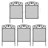 Metal Garden Fence 5 Panels Decor Dog Playpen Fences Animal Barrier