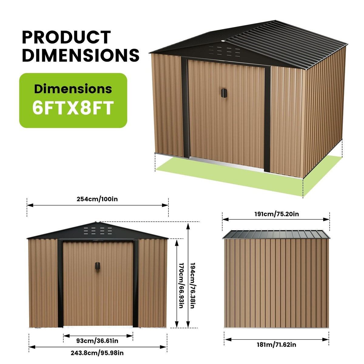 Metal Garden Shed, Outdoor Storage Shed,Lockable Metal Storage Shed for Garden,Patio,Backyard