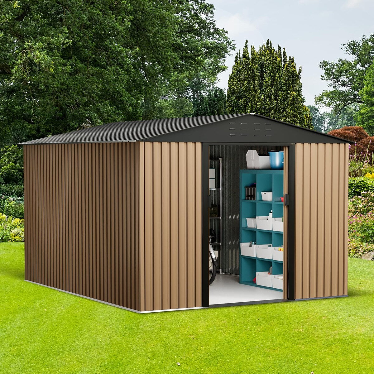 Metal Garden Shed, Outdoor Storage Shed,Lockable Metal Storage Shed for Garden,Patio,Backyard