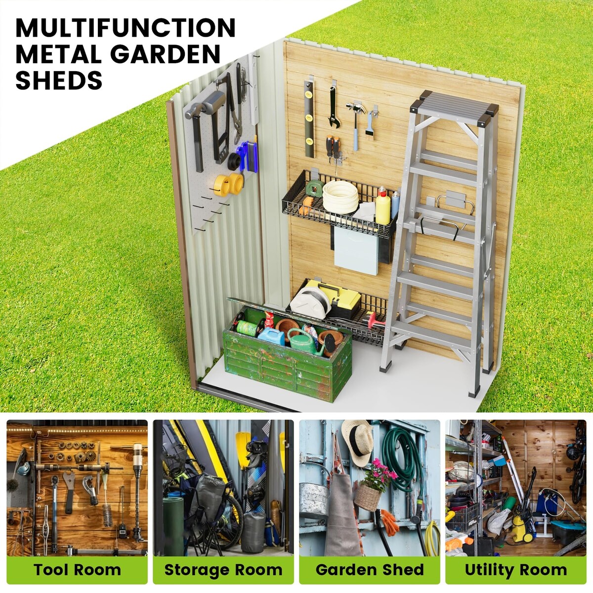 Metal Garden Shed, Outdoor Storage Shed,Lockable Metal Storage Shed for Garden,Patio,Backyard