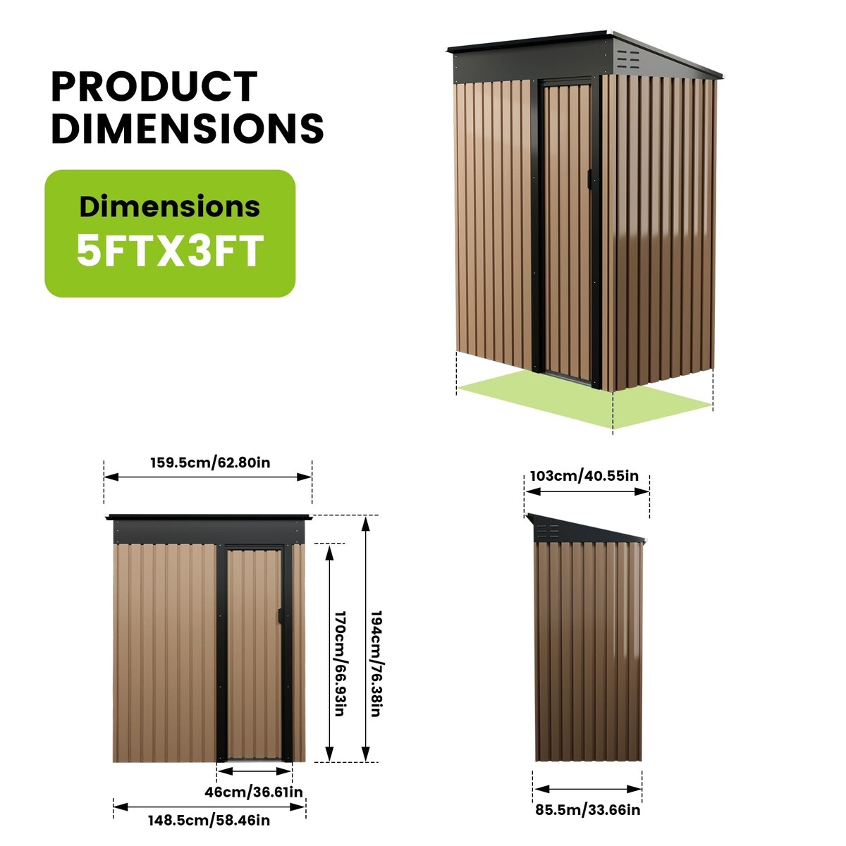 Metal Garden Shed, Outdoor Storage Shed,Lockable Metal Storage Shed for Garden,Patio,Backyard