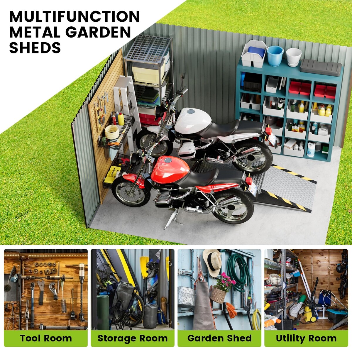 Metal Garden Shed, Outdoor Storage Shed,Lockable Metal Storage Shed for Garden,Patio,Backyard