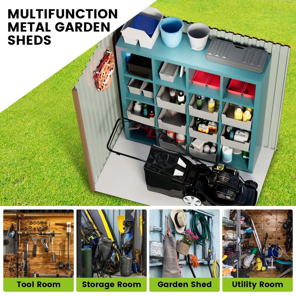 Metal Garden Shed, Outdoor Storage Shed,Lockable Metal Storage Shed for Garden,Patio,Backyard