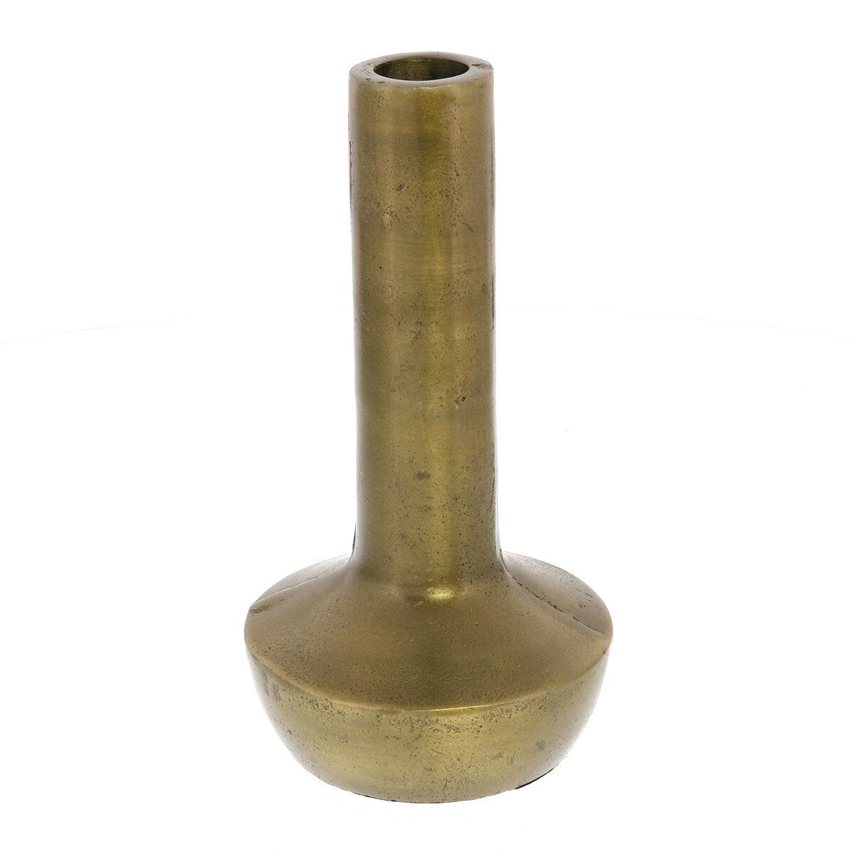 Metal Genie Vase with Cylindrical Neck, Large, Brass
