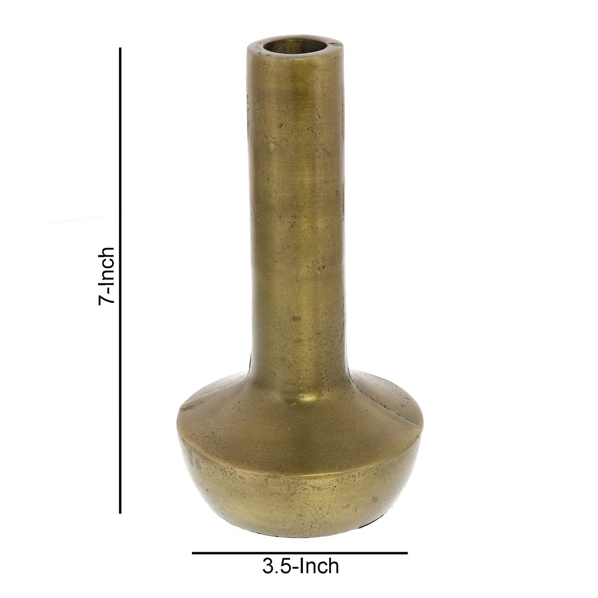 Metal Genie Vase with Cylindrical Neck, Large, Brass