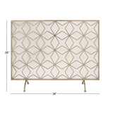 Metal Geometric Star Patterned Single Panel Fireplace Screen with Mesh Netting - Gold - Roche River Décor. - 9"Wx38"Lx28"H