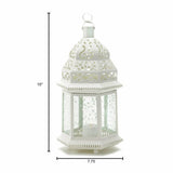 Metal Glass Large White Moroccan Lantern