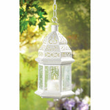 Metal Glass Large White Moroccan Lantern