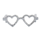 Metal Heart Shaped Glasses, Silver 3"H - 8.0" x 7.5" x 3.0"