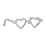 Metal Heart Shaped Glasses, Silver 3"H - 8.0" x 7.5" x 3.0"