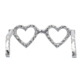 Metal Heart Shaped Glasses, Silver 3"H - 8.0" x 7.5" x 3.0"