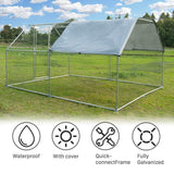 Metal Large Chicken Coop Walk-in Poultry Cage Large Chicken Run Flat Shaped Cage with Waterproof Anti-Ultraviolet Cover