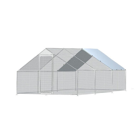 Metal Large Chicken Coop Walk-in Poultry Cage Large Chicken Run Spire Shaped Cage with Waterproof Anti-UltravioletCover