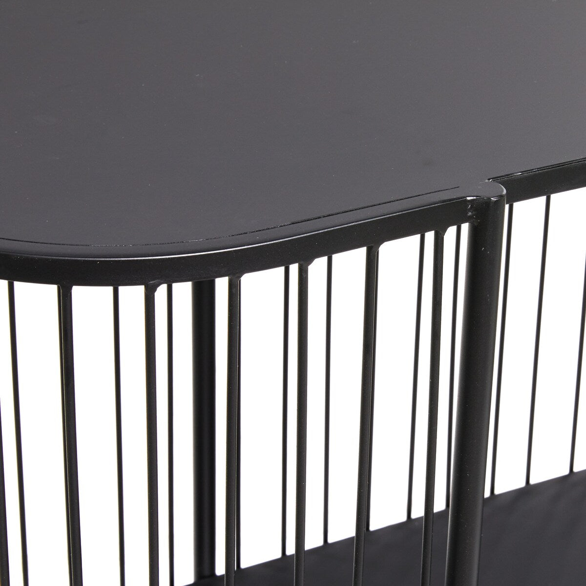 Metal Narrow Oval 2 Shelf Console Table with Open Wire Frame - Black - Roche River Decor