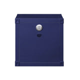 Metal Nightstand with 2 Open Compartment and USB Port, Blue