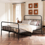 Metal Platform Bed Frame With Headboard, Sturdy Metal Frame, No Box Spring Needed(Queen)