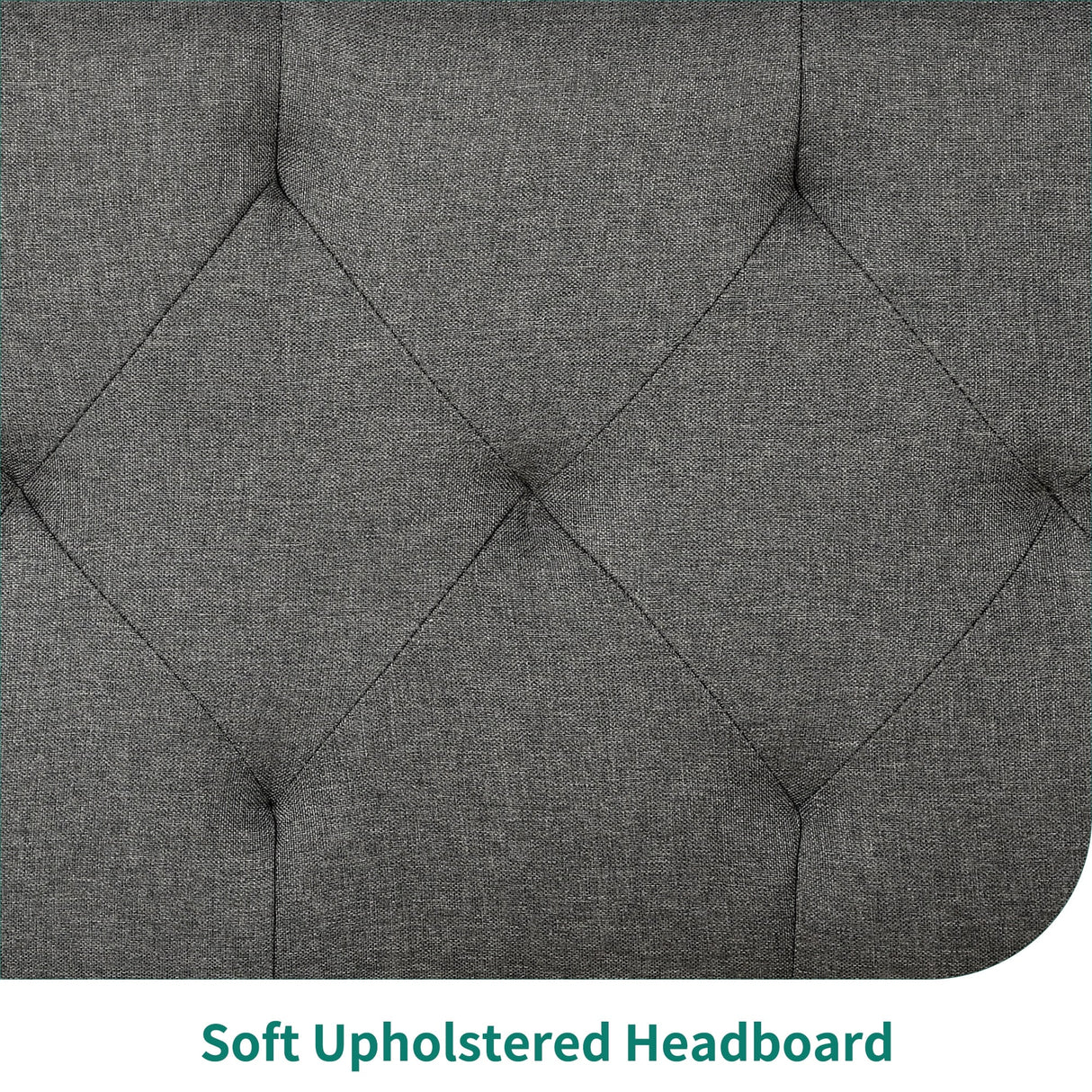 Metal Platform Bed Frame with Diamond Stitched Square Headboard