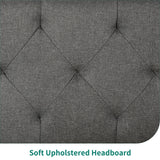 Metal Platform Bed Frame with Diamond Stitched Square Headboard