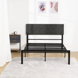 Metal Platform Bed Frame with Diamond Stitched Square Headboard