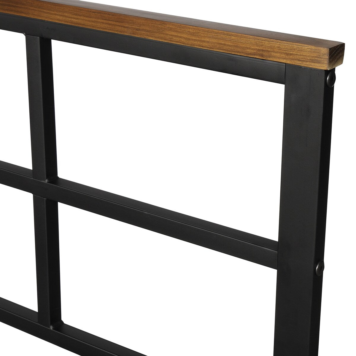 Metal Platform Bed Frame with Wood Decoration Headboard and Footboard