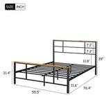 Metal Platform Bed Frame with Wood Decoration Headboard and Footboard
