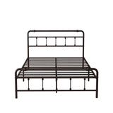 Metal Platform Bed Frame with Wrought Iron-Art Headboard