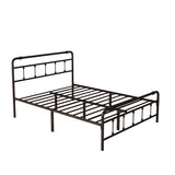 Metal Platform Bed Frame with Wrought Iron-Art Headboard