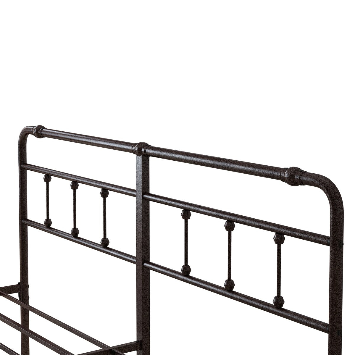 Metal Platform Bed Frame with Wrought Iron-Art Headboard