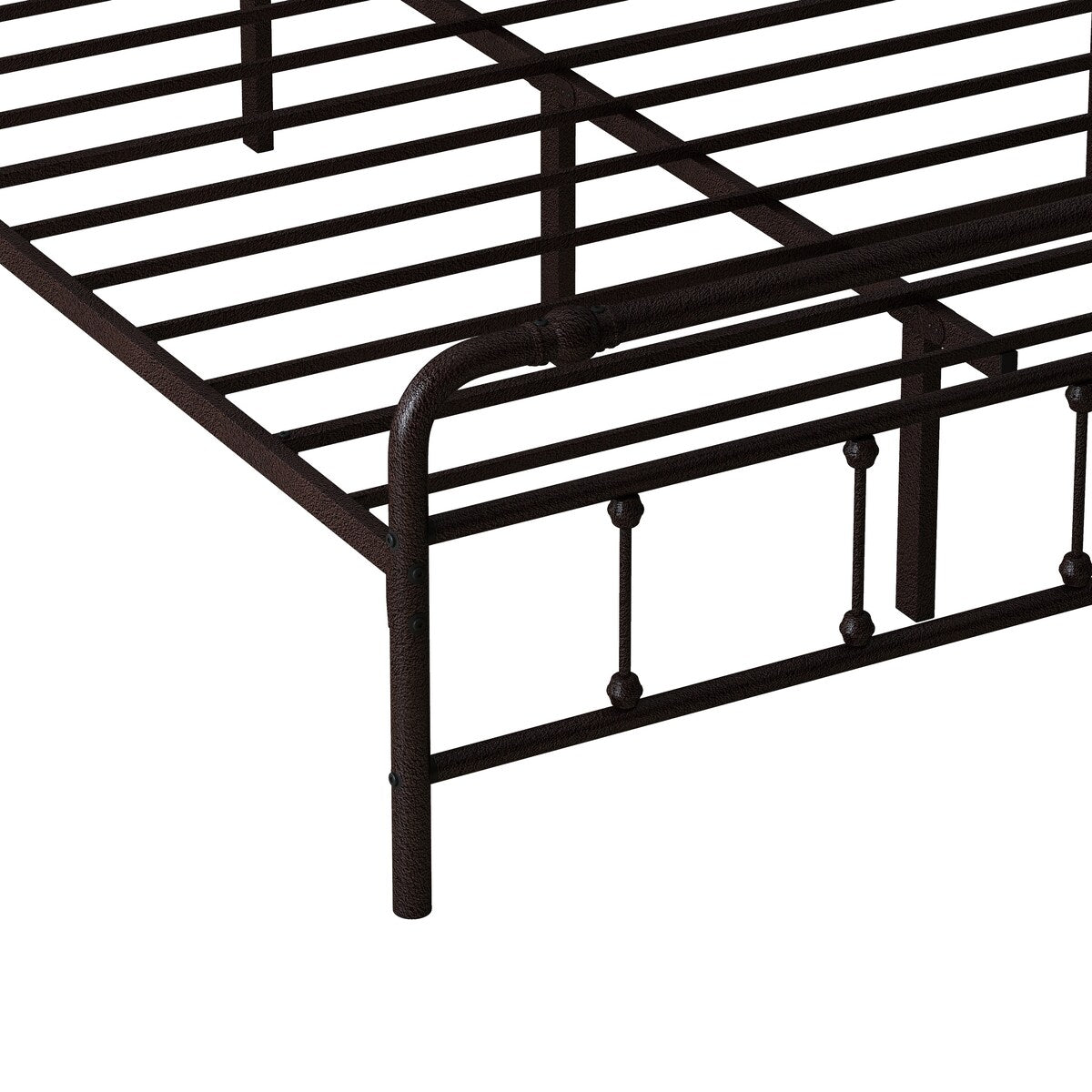 Metal Platform Bed Frame with Wrought Iron-Art Headboard
