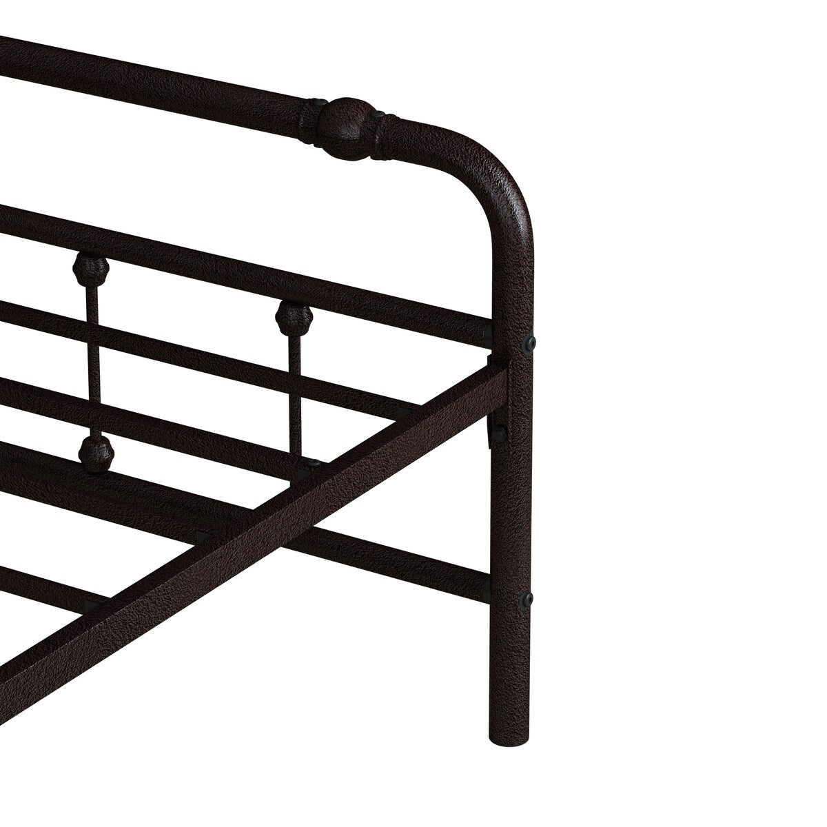 Metal Platform Bed Frame with Wrought Iron-Art Headboard