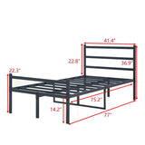 Metal Platform Bed Frame, Iron-Art Headboard Footboard Hardened Steel Slats Under Bed Storage Noise-Free No Box Spring Needed