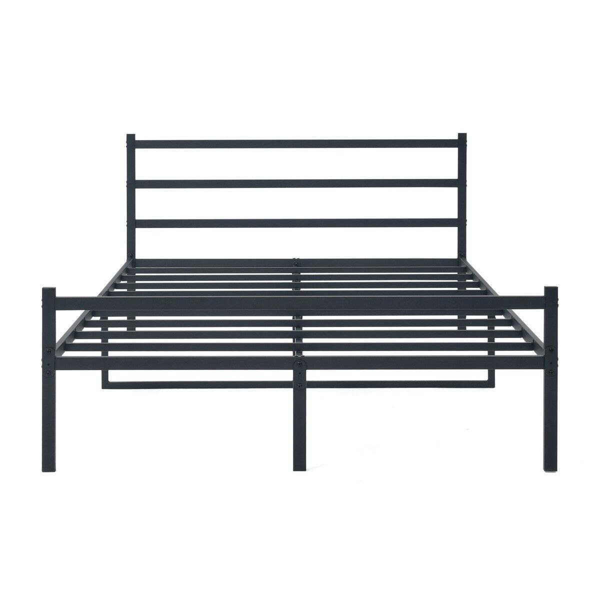 Metal Platform Bed Frame, Iron-Art Headboard Footboard Hardened Steel Slats Under Bed Storage Noise-Free No Box Spring Needed