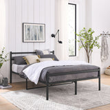 Metal Platform Bed Frame, Iron-Art Headboard Footboard Hardened Steel Slats Under Bed Storage Noise-Free No Box Spring Needed