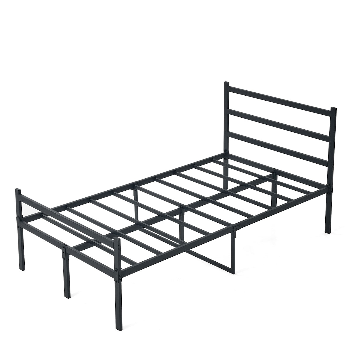 Metal Platform Bed Frame, Iron-Art Headboard Footboard Hardened Steel Slats Under Bed Storage Noise-Free No Box Spring Needed
